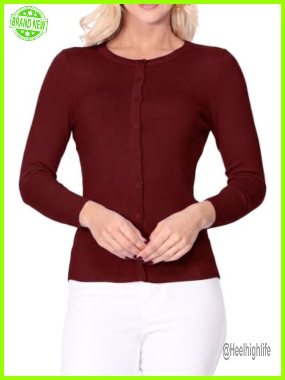 YEMAK Women's 3/4 Sleeve Button-Down Cardigan